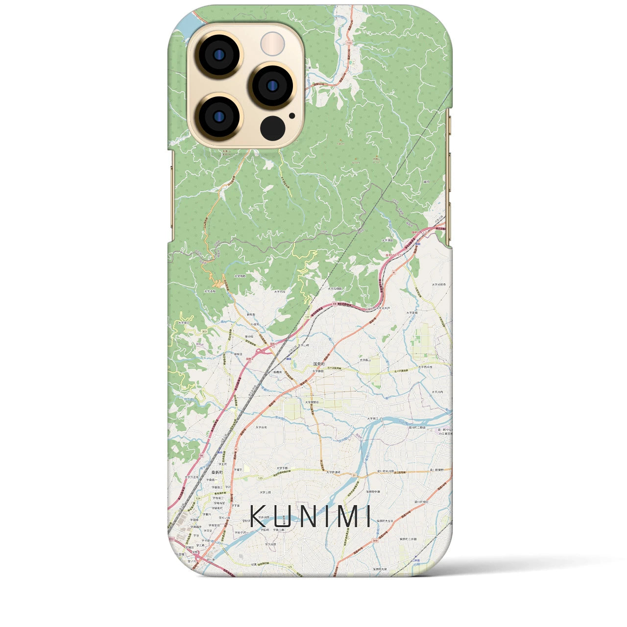 【国見（福島県）】地図柄iPhoneケース（バックカバータイプ・ナチュラル）iPhone 12 Pro Max 用