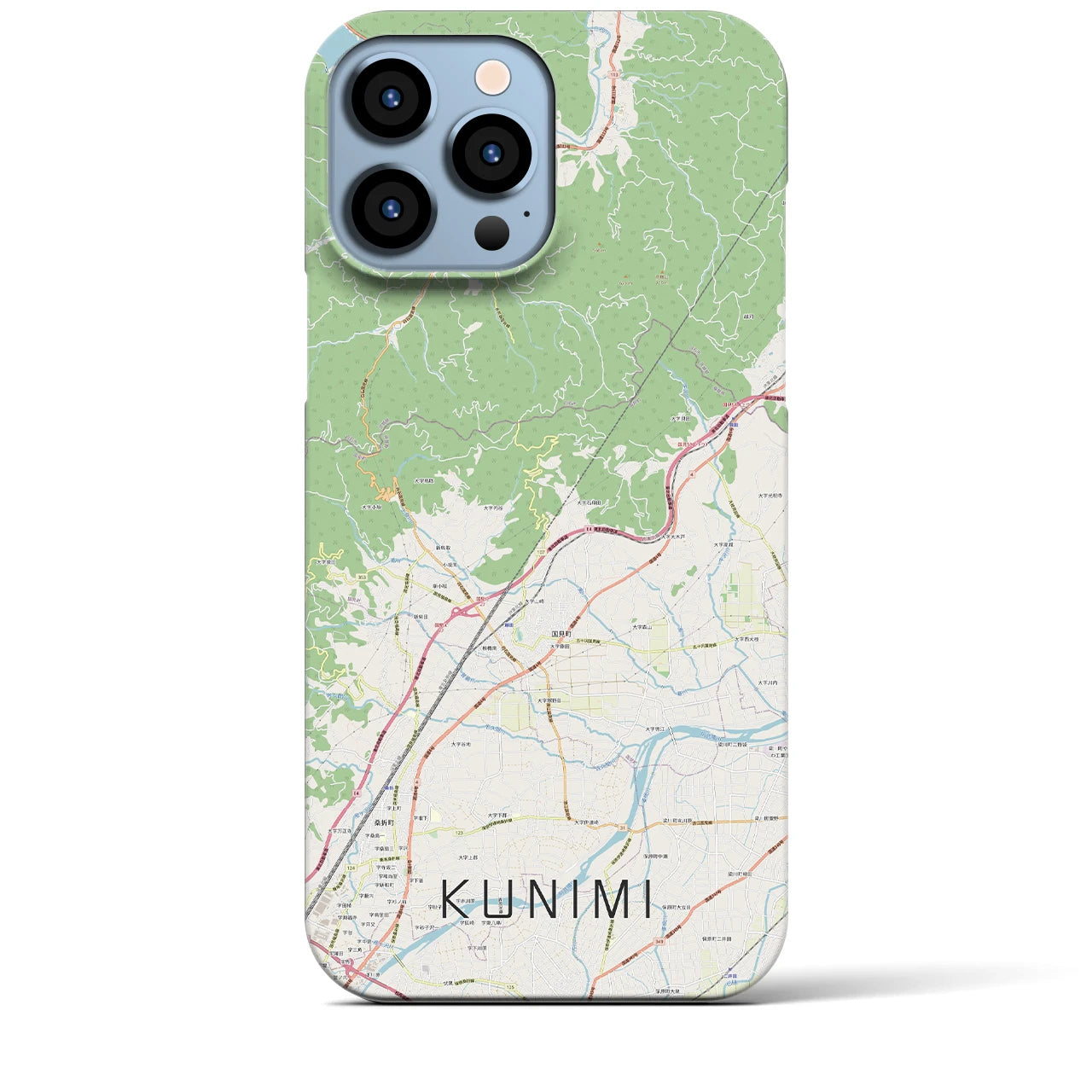 【国見（福島県）】地図柄iPhoneケース（バックカバータイプ・ナチュラル）iPhone 13 Pro Max 用