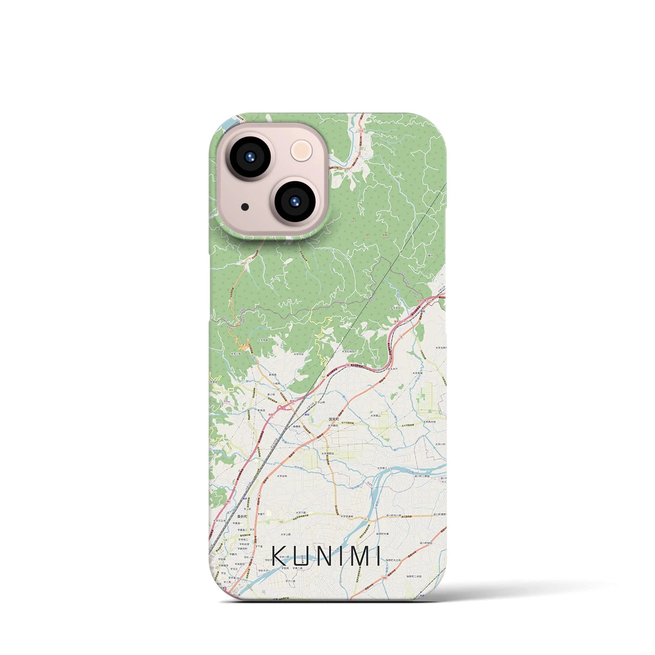 【国見（福島県）】地図柄iPhoneケース（バックカバータイプ・ナチュラル）iPhone 13 mini 用
