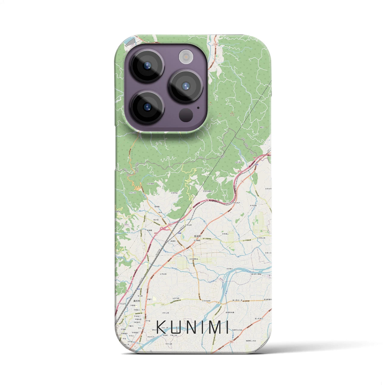 【国見（福島県）】地図柄iPhoneケース（バックカバータイプ・ナチュラル）iPhone 14 Pro 用