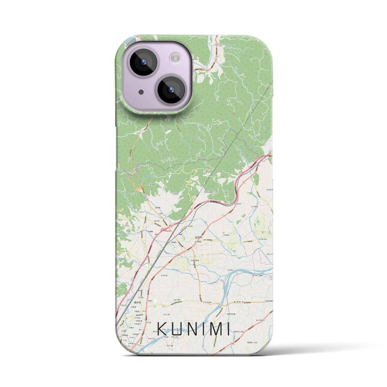【国見（福島県）】地図柄iPhoneケース（バックカバータイプ・ナチュラル）iPhone 14 用