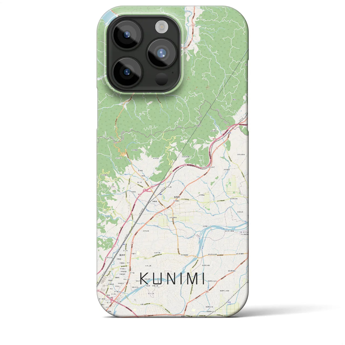 【国見（福島県）】地図柄iPhoneケース（バックカバータイプ・ナチュラル）iPhone 15 Pro Max 用
