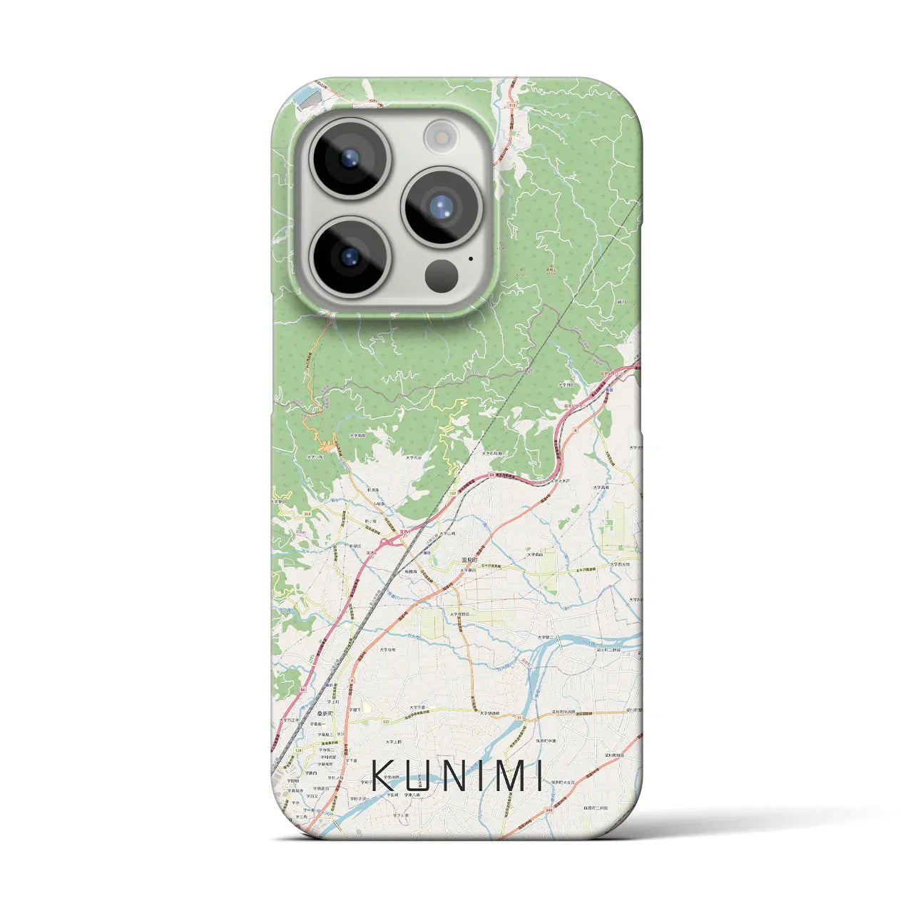 【国見（福島県）】地図柄iPhoneケース（バックカバータイプ・ナチュラル）iPhone 15 Pro 用