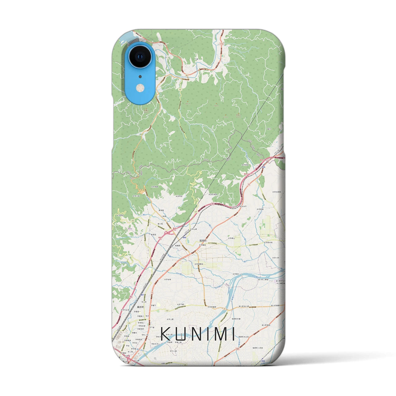 【国見（福島県）】地図柄iPhoneケース（バックカバータイプ・ナチュラル）iPhone XR 用