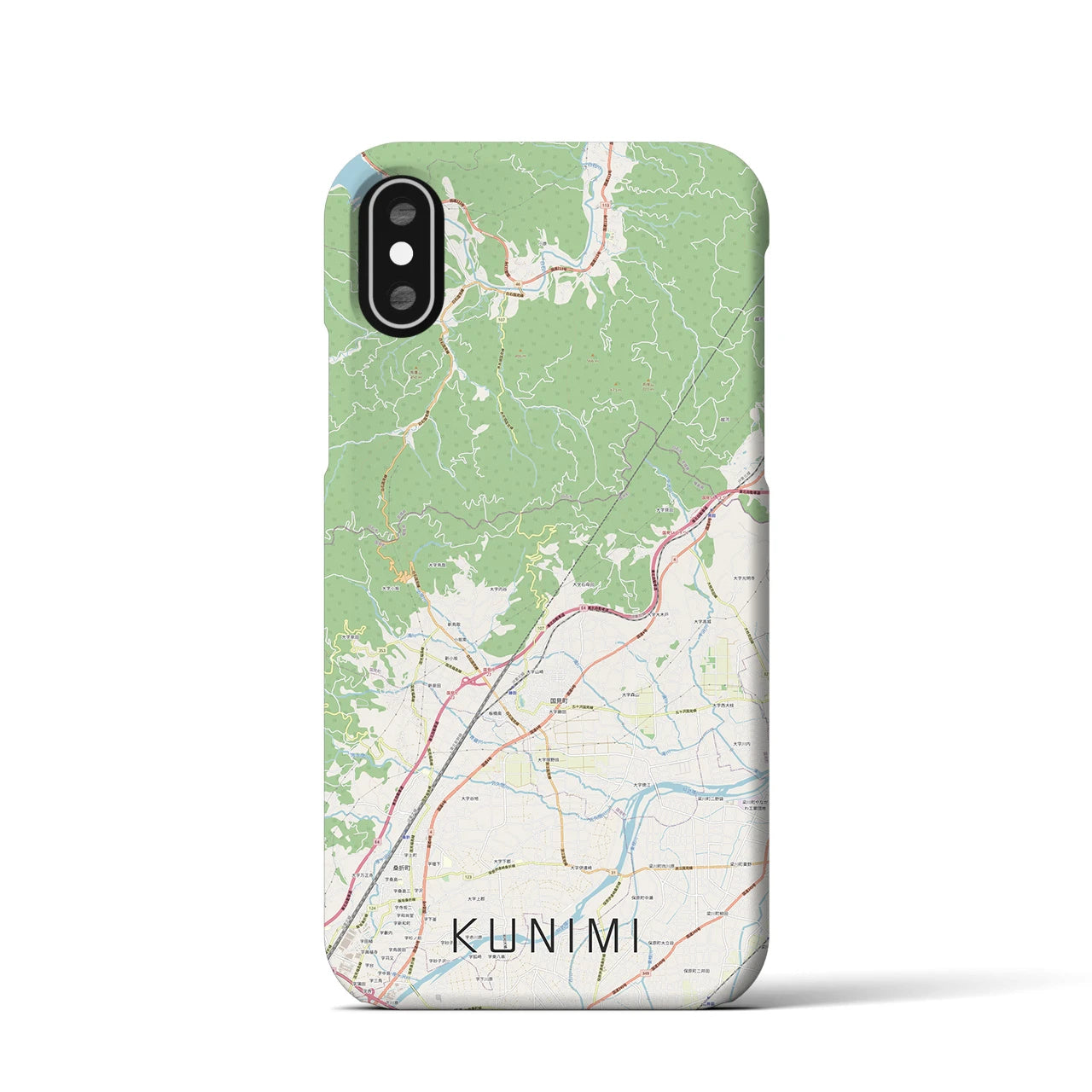 【国見（福島県）】地図柄iPhoneケース（バックカバータイプ・ナチュラル）iPhone XS / X 用