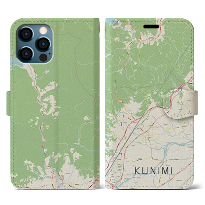 【国見（福島県）】地図柄iPhoneケース（手帳タイプ）ナチュラル・iPhone 12 / 12 Pro 用