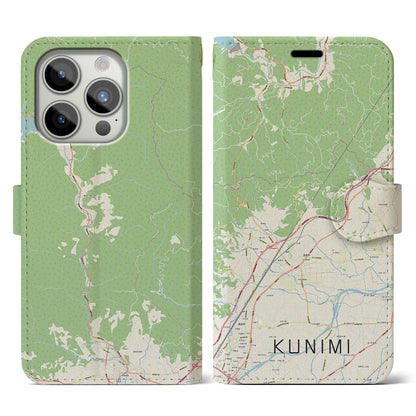 【国見（福島県）】地図柄iPhoneケース（手帳タイプ）ナチュラル・iPhone 15 Pro 用