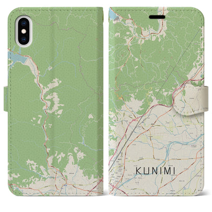 【国見（福島県）】地図柄iPhoneケース（手帳タイプ）ナチュラル・iPhone XS Max 用