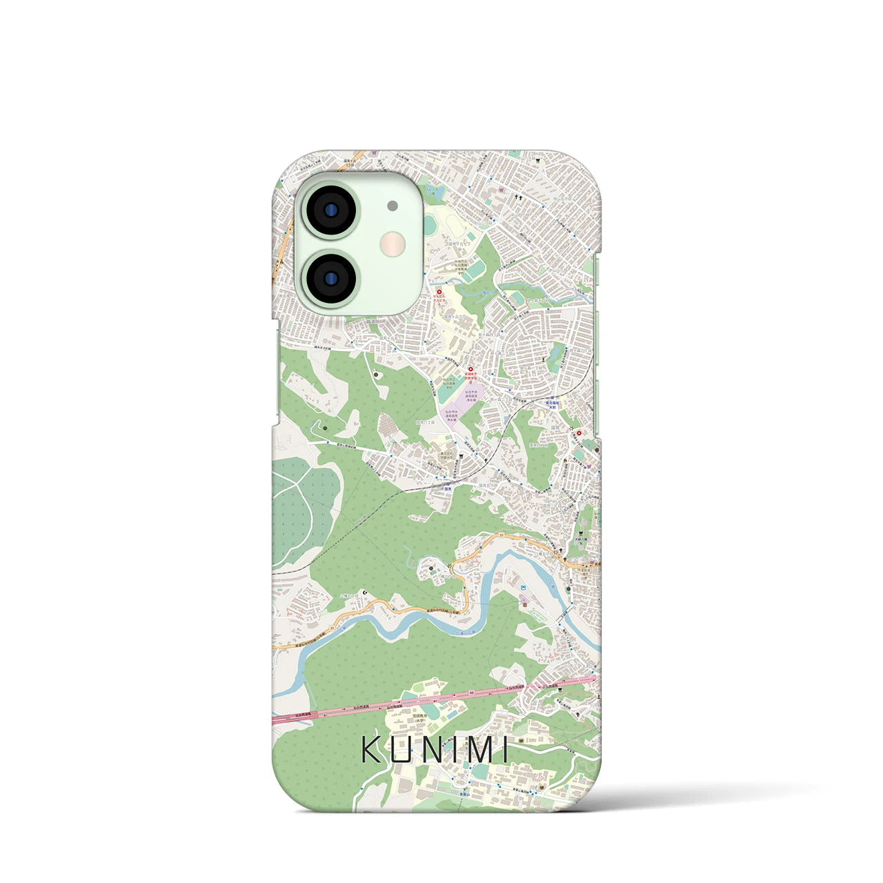 【国見】地図柄iPhoneケース（バックカバータイプ・ナチュラル）iPhone 12 mini 用