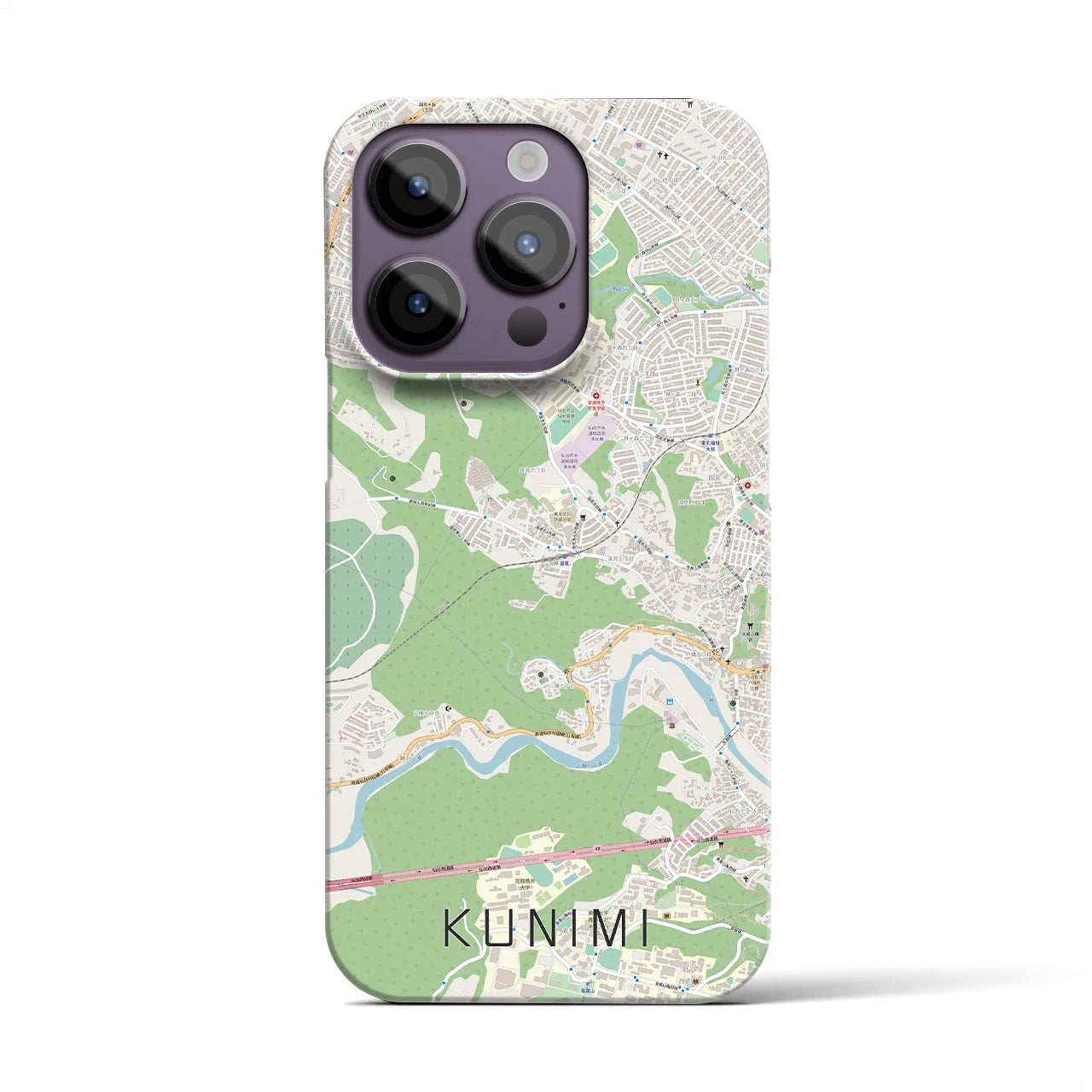 【国見】地図柄iPhoneケース（バックカバータイプ・ナチュラル）iPhone 14 Pro 用