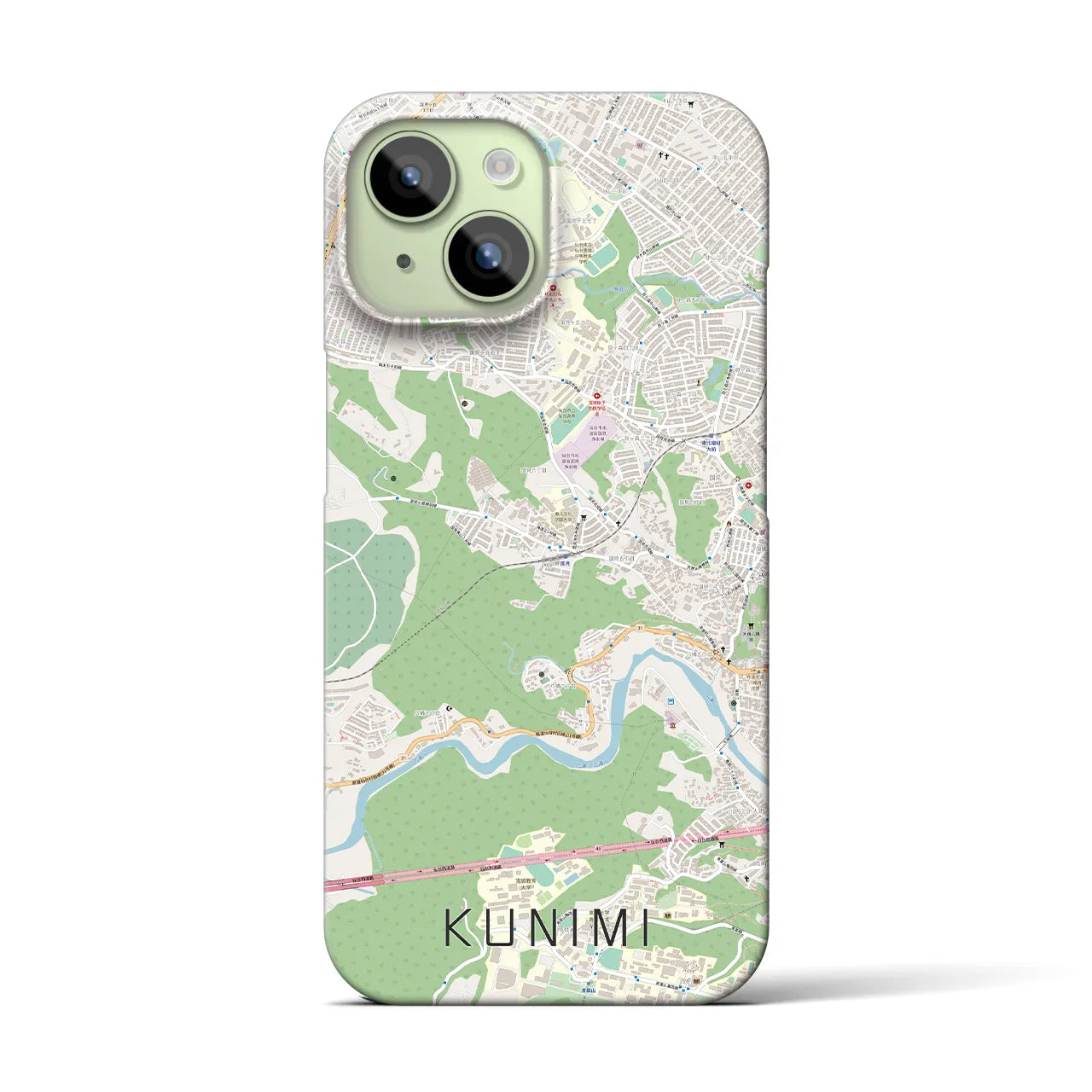【国見】地図柄iPhoneケース（バックカバータイプ・ナチュラル）iPhone 15 用