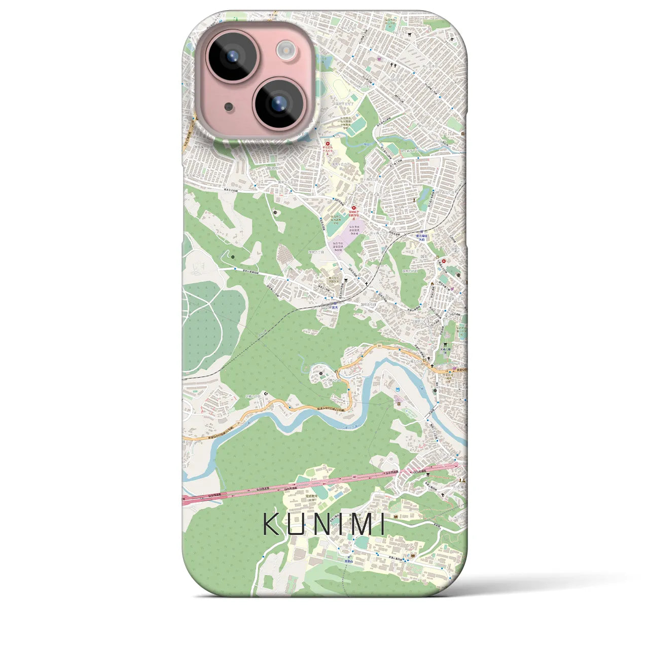 【国見】地図柄iPhoneケース（バックカバータイプ・ナチュラル）iPhone 15 Plus 用