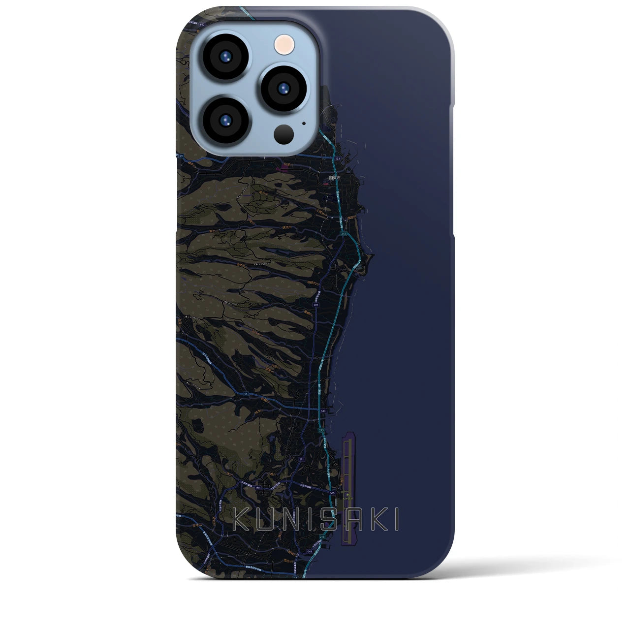 【国東】地図柄iPhoneケース（バックカバータイプ・ブラック）iPhone 13 Pro Max 用