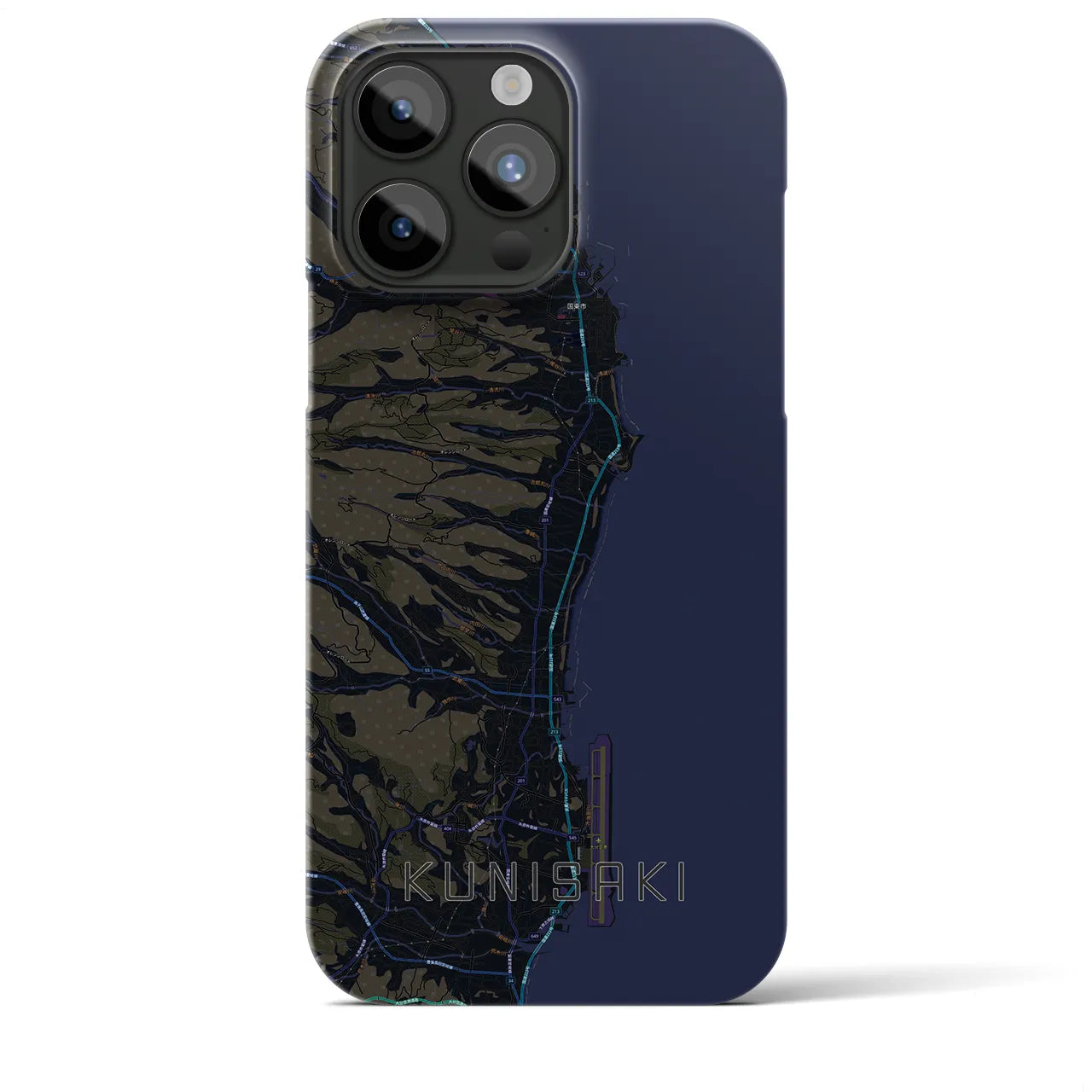 【国東】地図柄iPhoneケース（バックカバータイプ・ブラック）iPhone 15 Pro Max 用