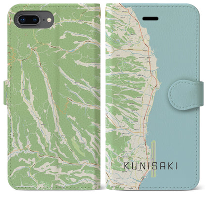 【国東（大分県）】地図柄iPhoneケース（手帳タイプ）ナチュラル・iPhone 8Plus /7Plus / 6sPlus / 6Plus 用