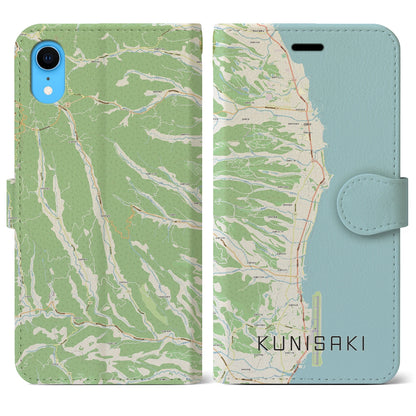【国東（大分県）】地図柄iPhoneケース（手帳タイプ）ナチュラル・iPhone XR 用