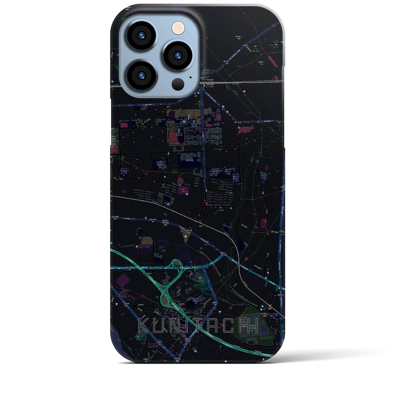 【国立】地図柄iPhoneケース（バックカバータイプ・ブラック）iPhone 13 Pro Max 用