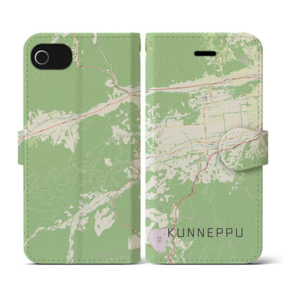 【訓子府（北海道）】地図柄iPhoneケース（手帳タイプ）ナチュラル・iPhone SE（第3 / 第2世代） / 8 / 7 / 6s / 6 用