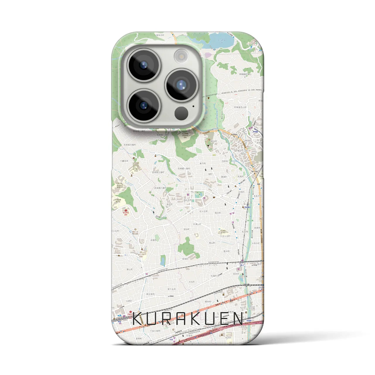 【苦楽園】地図柄iPhoneケース（バックカバータイプ・ナチュラル）iPhone 15 Pro 用