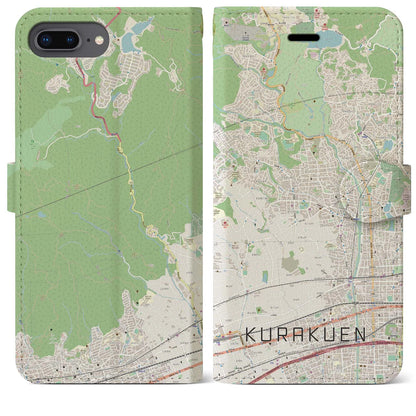【苦楽園（兵庫県）】地図柄iPhoneケース（手帳タイプ）ナチュラル・iPhone 8Plus /7Plus / 6sPlus / 6Plus 用