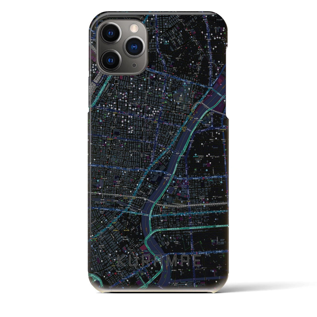 【蔵前】地図柄iPhoneケース（バックカバータイプ・ブラック）iPhone 11 Pro Max 用