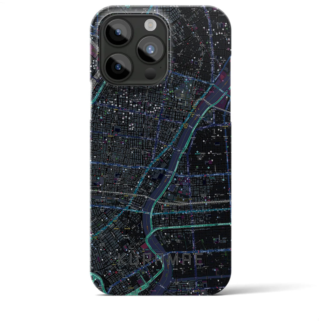【蔵前】地図柄iPhoneケース（バックカバータイプ・ブラック）iPhone 15 Pro Max 用