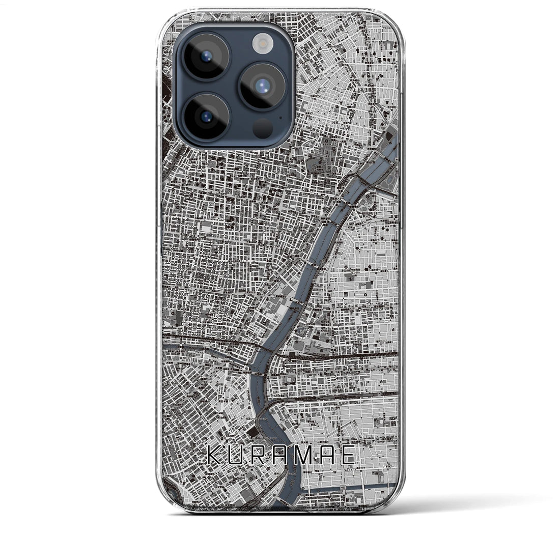 【蔵前】地図柄iPhoneケース（クリアタイプ・モノトーン）iPhone 15 Pro Max 用