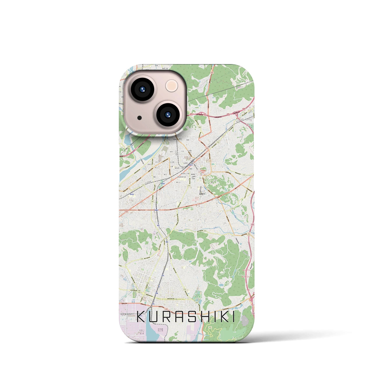 【倉敷】地図柄iPhoneケース（バックカバータイプ・ナチュラル）iPhone 13 mini 用