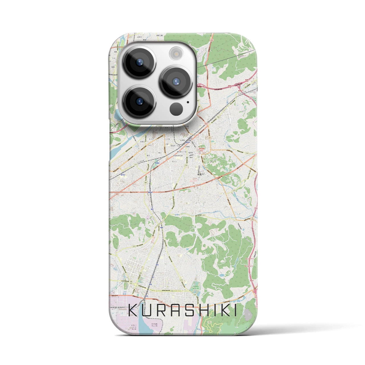 【倉敷】地図柄iPhoneケース（バックカバータイプ・ナチュラル）iPhone 14 Pro 用