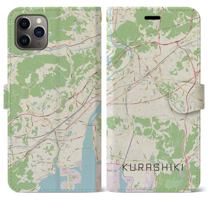 【倉敷（岡山県）】地図柄iPhoneケース（手帳タイプ）ナチュラル・iPhone 11 Pro Max 用