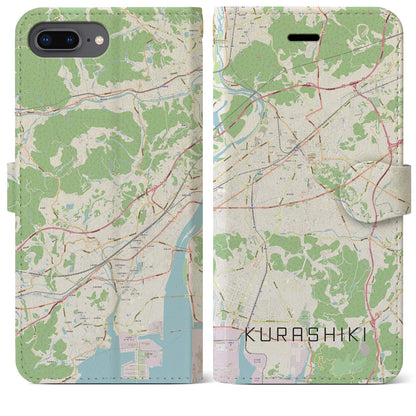 【倉敷（岡山県）】地図柄iPhoneケース（手帳タイプ）ナチュラル・iPhone 8Plus /7Plus / 6sPlus / 6Plus 用
