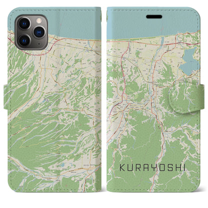 【倉吉（鳥取県）】地図柄iPhoneケース（手帳タイプ）ナチュラル・iPhone 11 Pro Max 用
