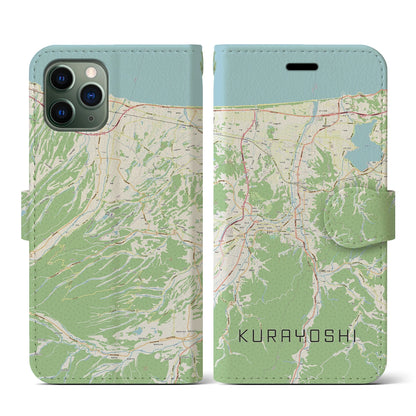 【倉吉（鳥取県）】地図柄iPhoneケース（手帳タイプ）ナチュラル・iPhone 11 Pro 用