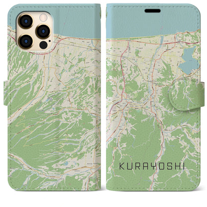 【倉吉（鳥取県）】地図柄iPhoneケース（手帳タイプ）ナチュラル・iPhone 12 Pro Max 用