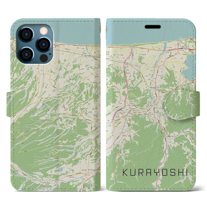 【倉吉（鳥取県）】地図柄iPhoneケース（手帳タイプ）ナチュラル・iPhone 12 / 12 Pro 用