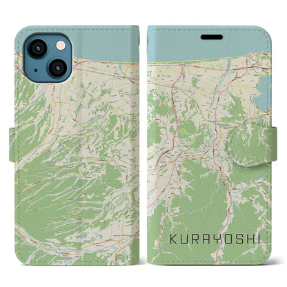 【倉吉（鳥取県）】地図柄iPhoneケース（手帳タイプ）ナチュラル・iPhone 13 用