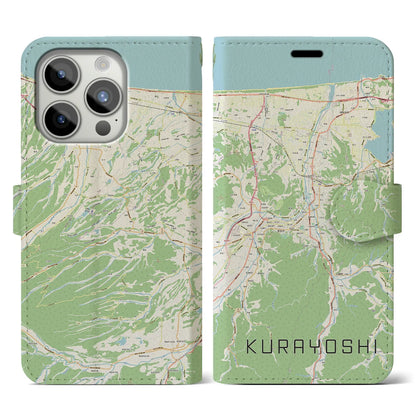 【倉吉（鳥取県）】地図柄iPhoneケース（手帳タイプ）ナチュラル・iPhone 15 Pro 用