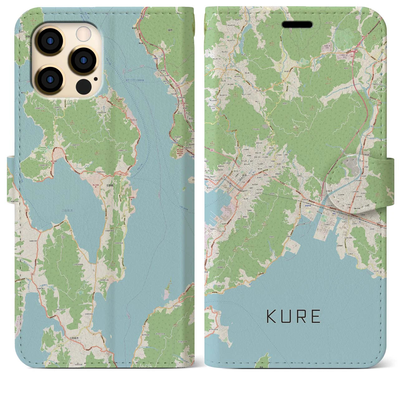 【呉】地図柄iPhoneケース（手帳両面タイプ・ナチュラル）iPhone 12 Pro Max 用