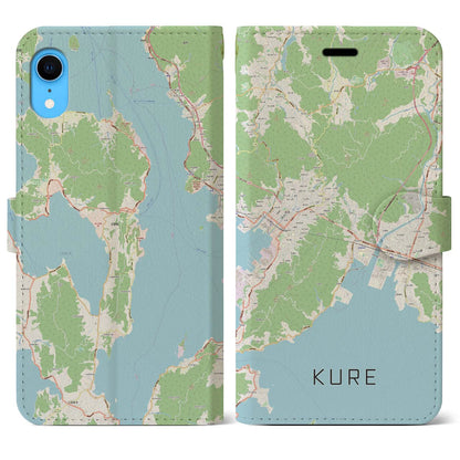 【呉（広島県）】地図柄iPhoneケース（手帳タイプ）ナチュラル・iPhone XR 用