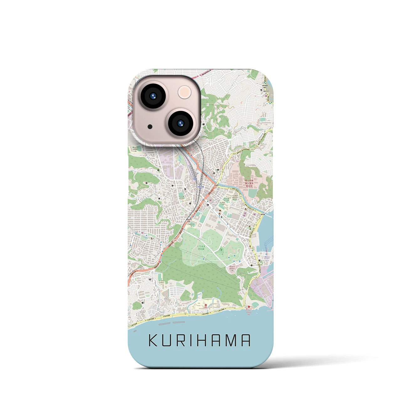 【久里浜】地図柄iPhoneケース（バックカバータイプ・ナチュラル）iPhone 13 mini 用