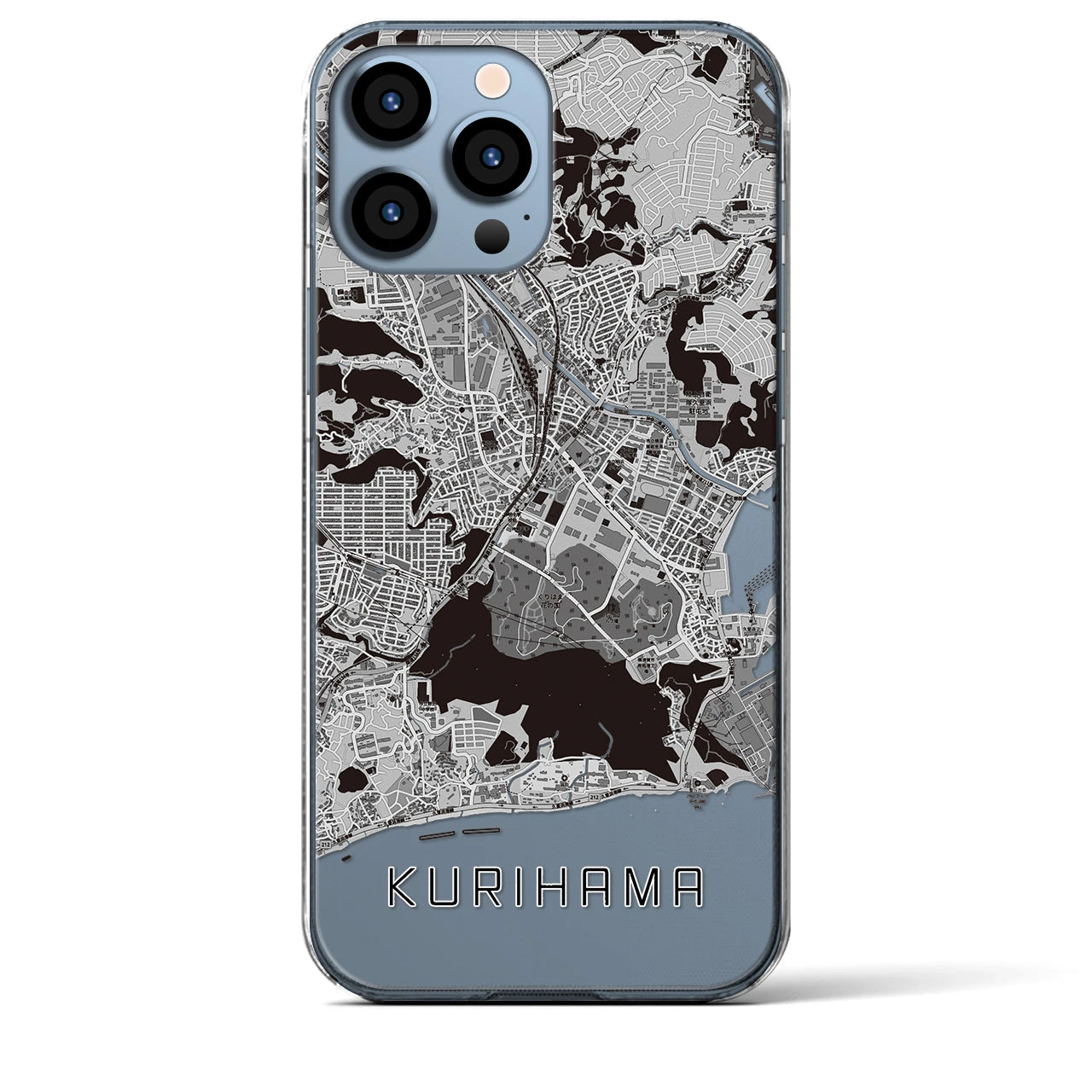 【久里浜】地図柄iPhoneケース（クリアタイプ・モノトーン）iPhone 13 Pro Max 用