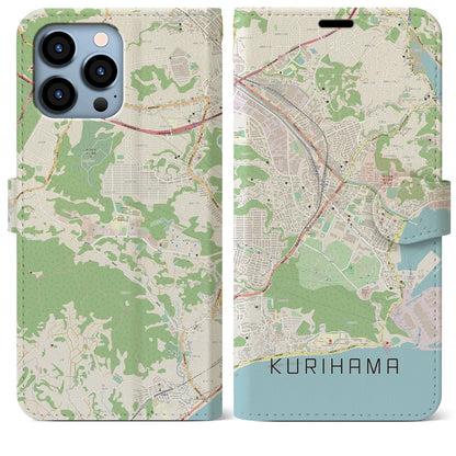 【久里浜（神奈川県）】地図柄iPhoneケース（手帳タイプ）ナチュラル・iPhone 13 Pro Max 用