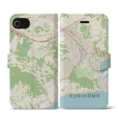 【久里浜（神奈川県）】地図柄iPhoneケース（手帳タイプ）ナチュラル・iPhone SE（第3 / 第2世代） / 8 / 7 / 6s / 6 用