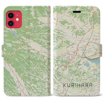 【栗原（宮城県）】地図柄iPhoneケース（手帳タイプ）ナチュラル・iPhone 11 用