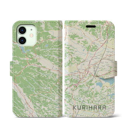 【栗原（宮城県）】地図柄iPhoneケース（手帳タイプ）ナチュラル・iPhone 12 mini 用