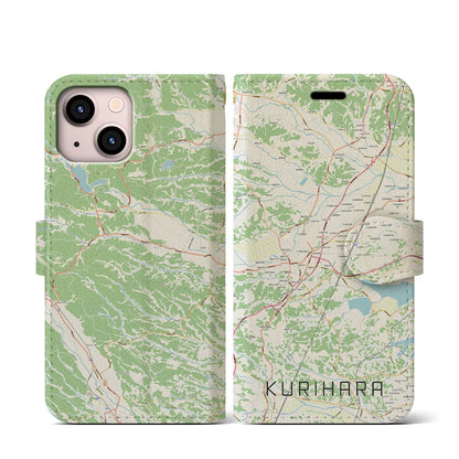 【栗原（宮城県）】地図柄iPhoneケース（手帳タイプ）ナチュラル・iPhone 13 mini 用