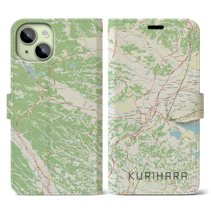 【栗原（宮城県）】地図柄iPhoneケース（手帳タイプ）ナチュラル・iPhone 15 用