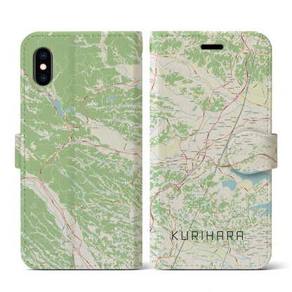 【栗原（宮城県）】地図柄iPhoneケース（手帳タイプ）ナチュラル・iPhone XS / X 用