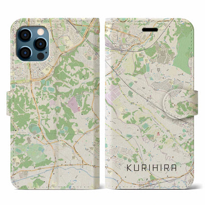 【栗平（神奈川県）】地図柄iPhoneケース（手帳タイプ）ナチュラル・iPhone 12 / 12 Pro 用