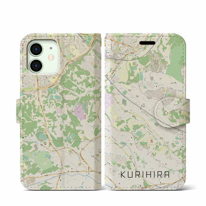 【栗平（神奈川県）】地図柄iPhoneケース（手帳タイプ）ナチュラル・iPhone 12 mini 用